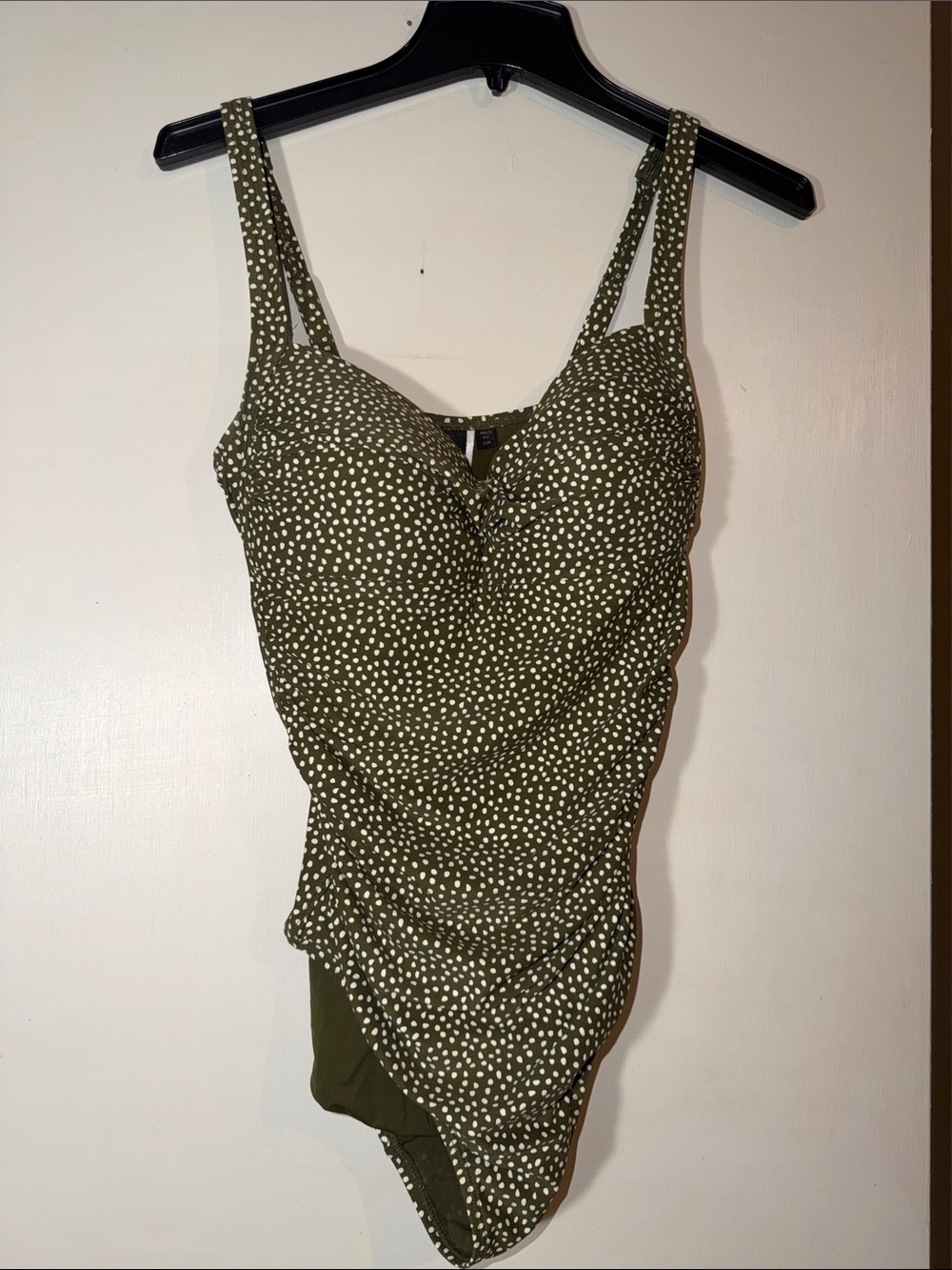 NipTuck Joanna Olive Green Polka Dot One Piece Swimsuit - Size 10